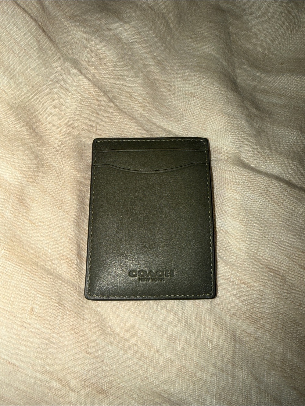 Coach Olive Green Men's Leather Card Holder